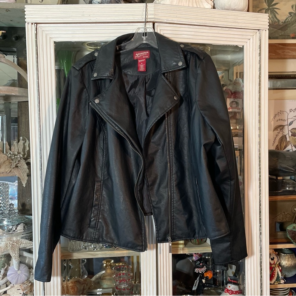 Arizona black vegan Leather Jacket Womens 1XL